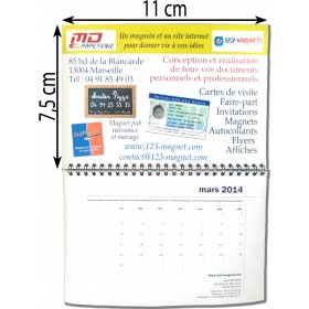 Calendar magnet with metal binding 4,33X2,95in