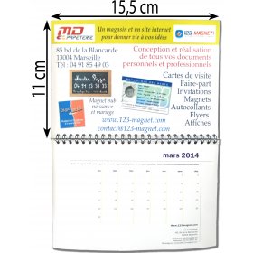 Calendar magnet with metal binding 6,10X4,33in