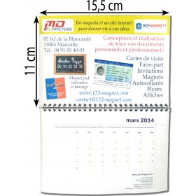 Calendrier magntique 15,5x11cm reliure mtal