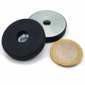 Gummierter Magnet 31mm mit zylindrischem Loch