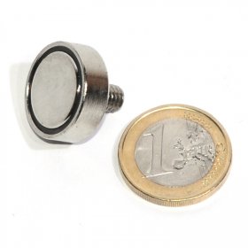 Pot neodymium magnet with external thread Ø 0,79in M4