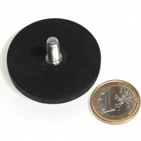 slip-resistant rubber coated round base magnet with a threaded rod 1,69in
