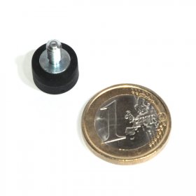 slip-resistant rubber coated round base magnet with a threaded rod 12mm