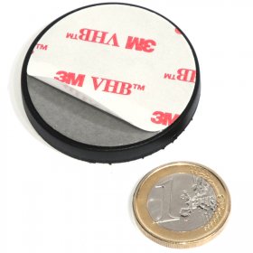 slip-resistant rubber coated round base magnet with adhesive 43mm