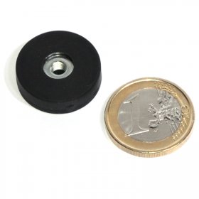 slip-resistant rubber coated round base magnet with drilled hole 22mm