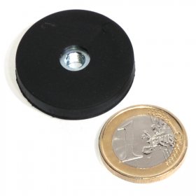 slip-resistant rubber coated round base magnet with drilled hole 31mm