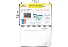 Calendrier magnétique 11x7,5cm reliure métal