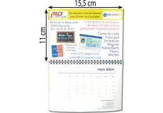 Calendrier magnétique 15,5x11cm reliure métal