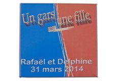 Faire part magnet naissance rigide carr 63x63mm