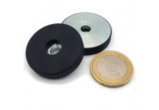 Gummierter Magnet 31mm mit zylindrischem Loch