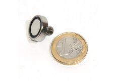 Pot neodymium magnet with external thread  0,63in  M4