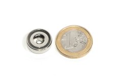 Pot neodymium magnet with hole Ø 0,63x0,14in