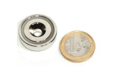 Pot neodymium magnet with hole Ø 0,98x0,18in