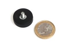 slip-resistant rubber coated round base magnet with a threaded rod 0,87in