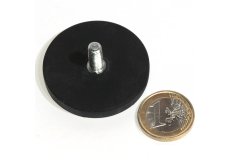slip-resistant rubber coated round base magnet with a threaded rod 1,69in