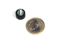 slip-resistant rubber coated round base magnet with a threaded rod 12mm