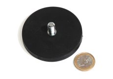 slip-resistant rubber coated round base magnet with a threaded rod 2,60in