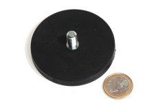slip-resistant rubber coated round base magnet with a threaded rod Ø2,60in