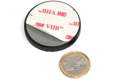 slip-resistant rubber coated round base magnet with adhesive Ø43mm