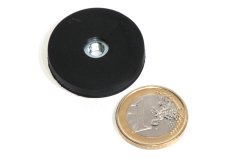 slip-resistant rubber coated round base magnet with drilled hole Ø31mm