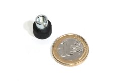 slip-resistant rubber coated round base magnet with threaded stud 12mm