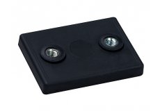 slip-resistant rubber coated round base magnet with two drilled hole 43x31mm