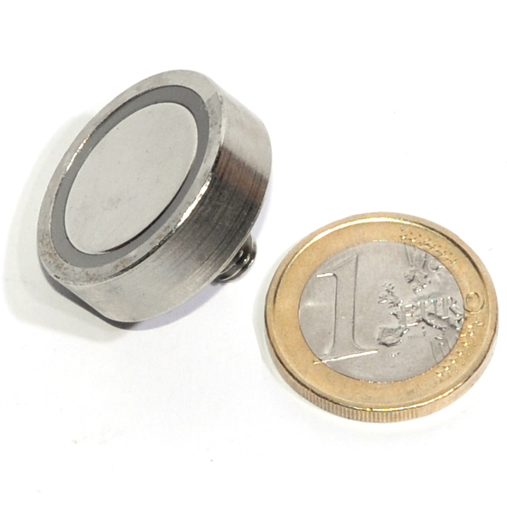Kit magnétique à visser 2 Aimants Diamètre 42mm et 2 contreparties  biseautées