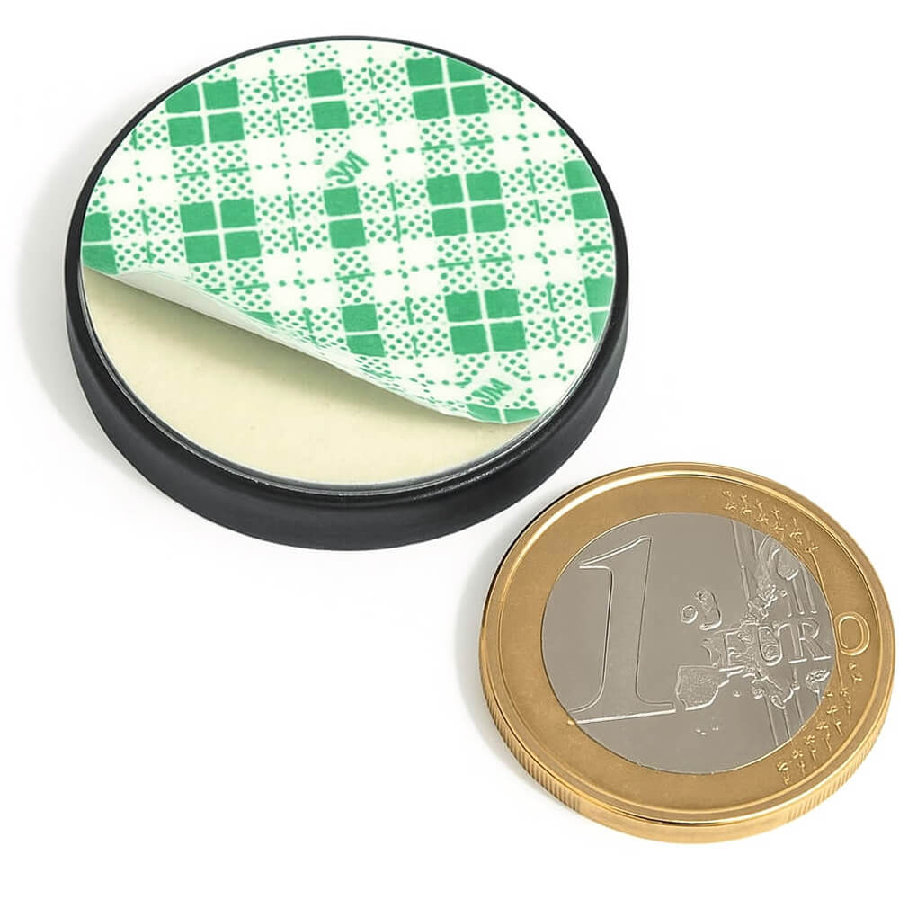 Aimant néodyme caoutchouc plot antigliss Ø31mm avec adhésif, puissance 8.9 kg 46 Aimant néodyme caoutchouc plot antigliss Ø31mm avec adhésif, puissance 8.9 kg