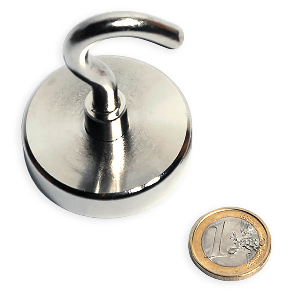 Aimant crochet Ø48mm, puissance 81kg