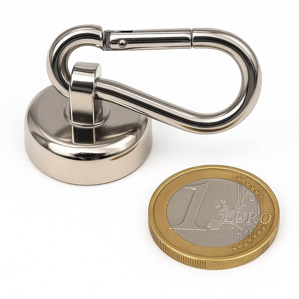 Aimant avec mousqueton Ø25mm, puissance 17kg