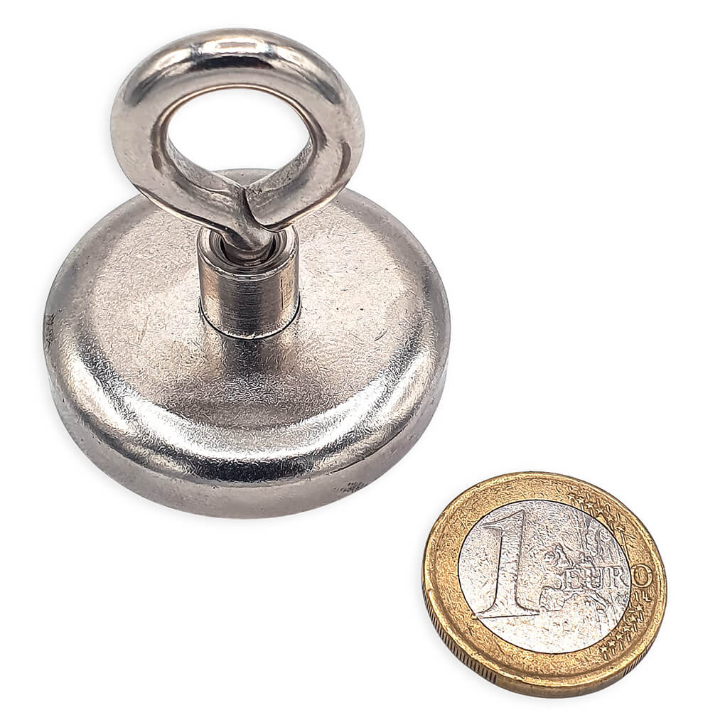 Aimant avec œillet Ø42mm, puissance 72kg 50 Aimant avec œillet Ø42mm, puissance 72kg