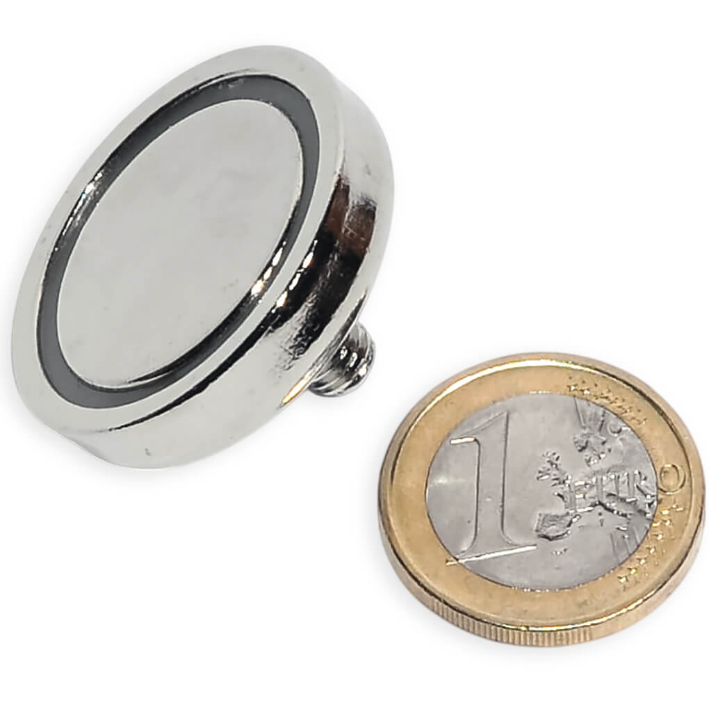 Aimant néodyme Ø 32mm avec tige filetée M6, puissance 34 kg