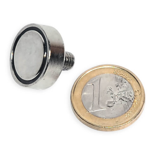 Aimant néodyme Ø 20mm avec tige filetée M6, puissance 12 kg