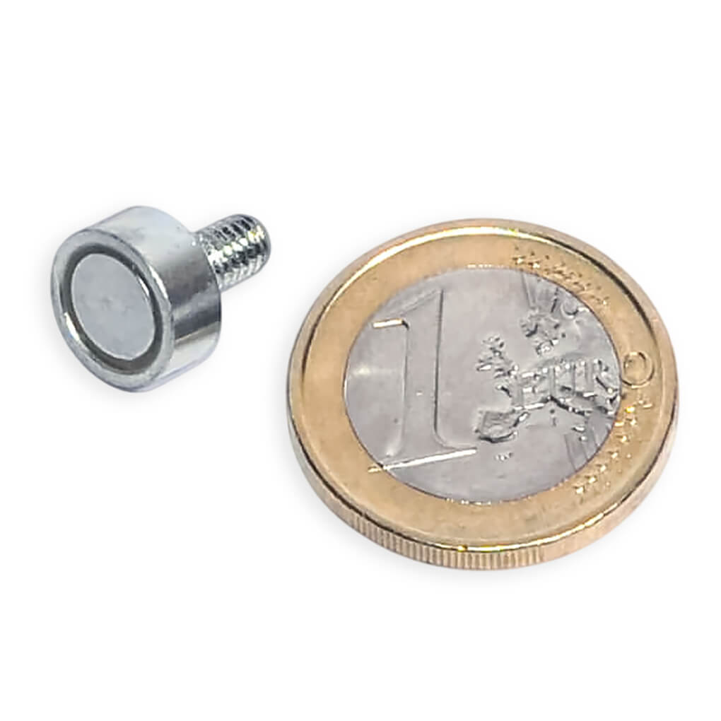 Aimant néodyme Ø 10mm avec tige filetée M3, puissance 2 kg