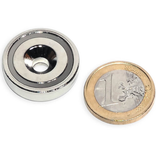 Aimant néodyme ⌀25mm avec trou de fixation, puissance 20kg