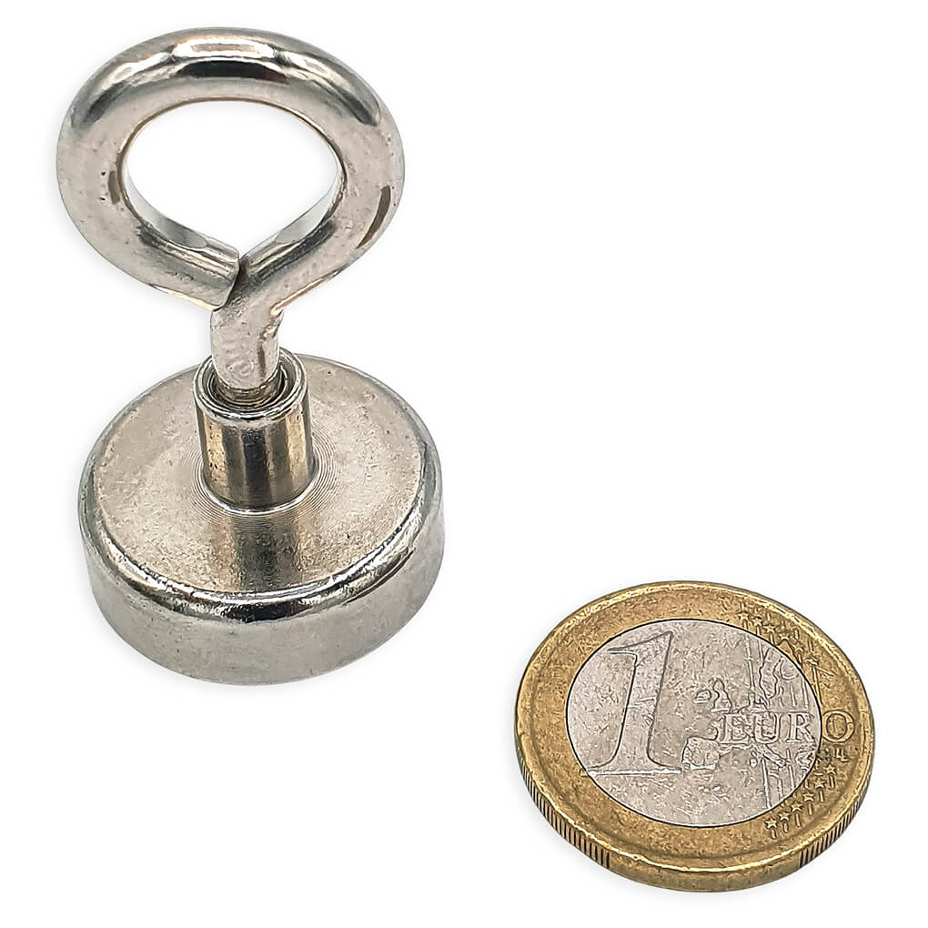 Aimant avec œillet Ø25mm, puissance 23kg 48 Aimant avec œillet Ø25mm, puissance 23kg
