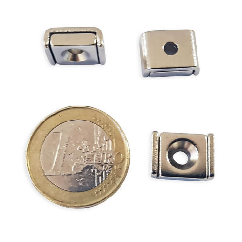 Aimant néodyme rectangulaire 10x13.5mm avec trou de fixation, puissance 4kg