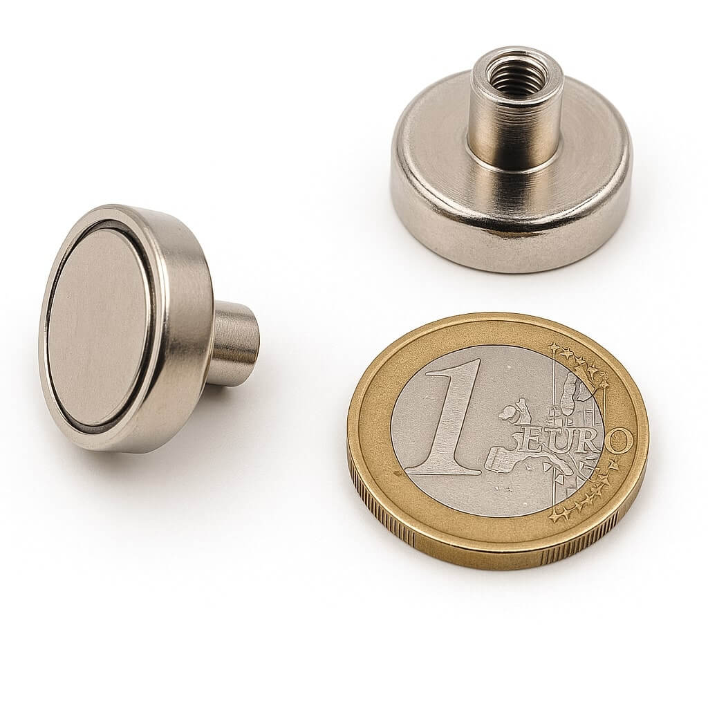 Aimant avec manchon taraudé Ø20mm, puissance 12kg