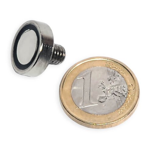 Aimant néodyme Ø 20mm avec tige filetée M4, puissance 12 kg