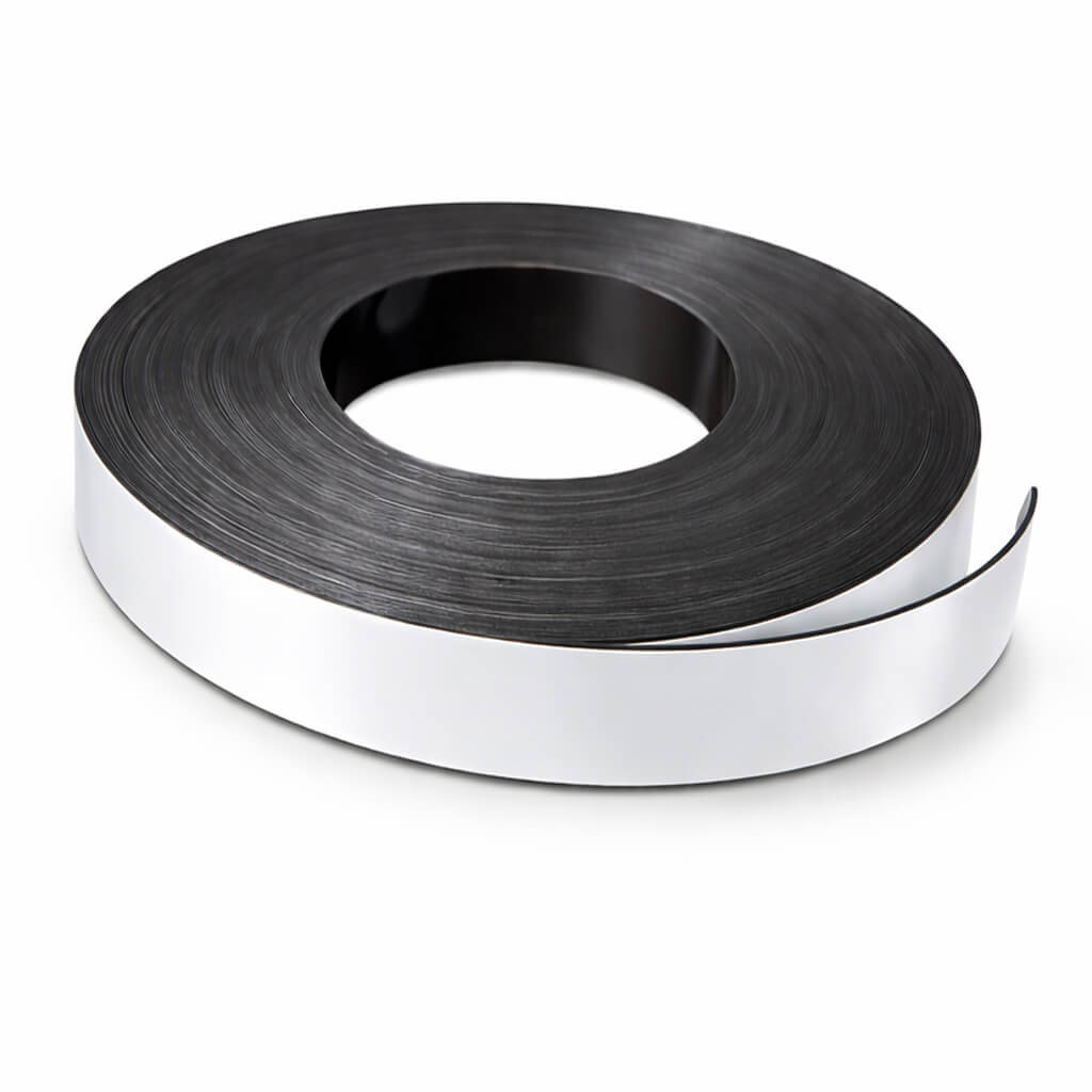 bande magnétique pvc blanc isotropic 39mm x 1.3mm x 50 mètres